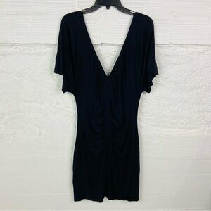 SHINE NEW YORK black V neck short sleeve stretch dress size large